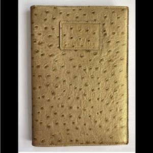 VINTAGE 90s FENDI VINI WINE TASTING NOTES JOURNAL GOLD NOTEBOOK OSTRICH LEATHER